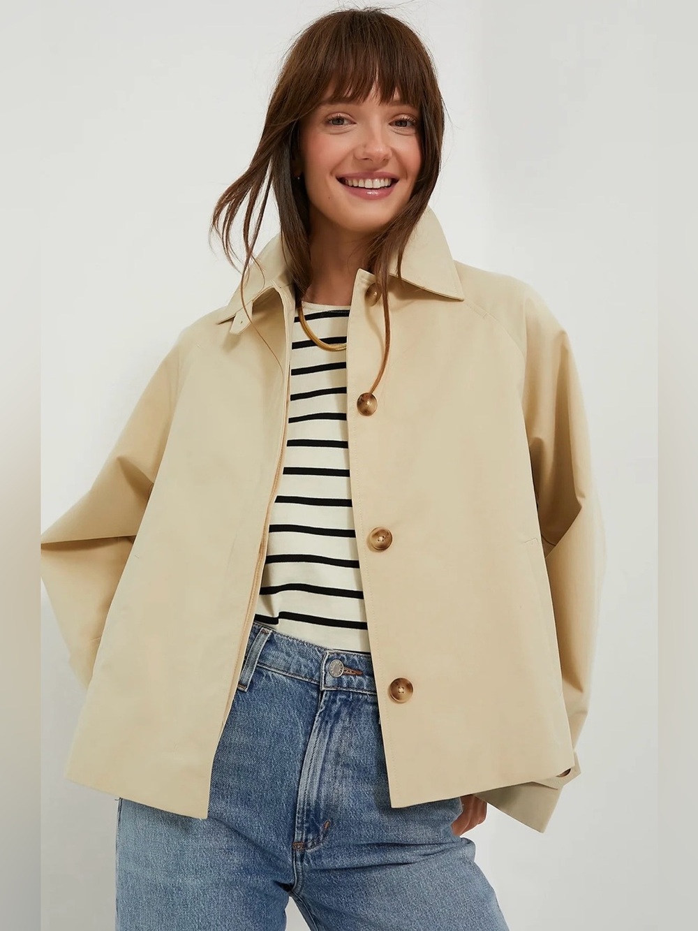 NWT Tuckernuck Drew Short Trench Coat Khaki Tan Cotton S